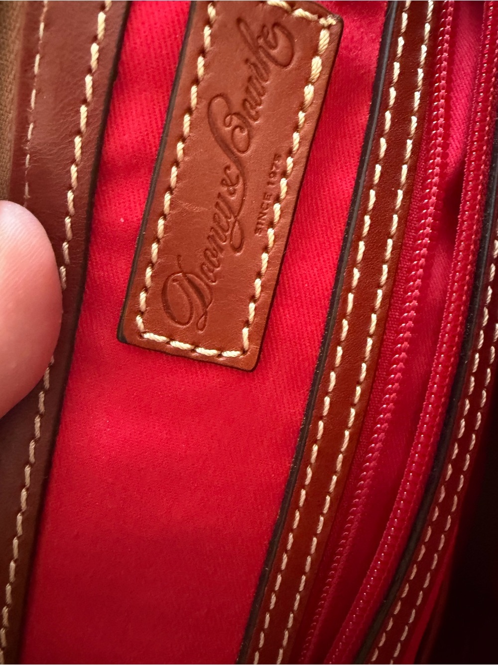 Dooney & Bourke Cream/grey Satchel with Saddle Brown Trim - Picture 7 of 8